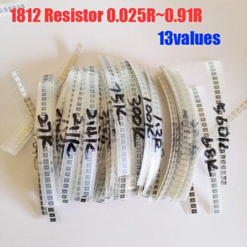 1812 SMD Resistor 13valuesX10pcs=130pcs Resistor Kit 0.025R~0.91R Assorted Kit