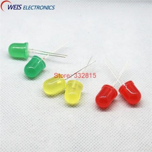 30PCS F10 10MM RED + GREEN + Yellow x 10pcs each DIP LED long legs 20mA DIFFUSED ligth beads lamps