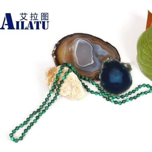 Ailatu Mens Jewelry 8mm Round Grey Created-Malachite Stone Beads Fashion Necklace or Bracelet Healing Balance Prayer Jewelry