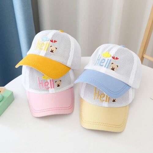 Doitbest Mesh Children Baseball Cap Summer Breathable Hello Letters bear kids Hats Boys Girls Caps child snapback Hat gorras