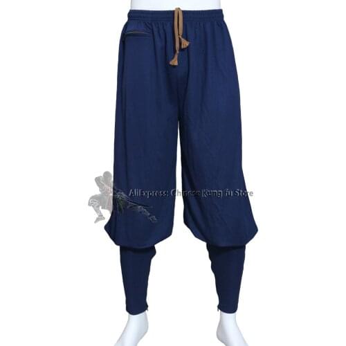 4 Colors Soft Cotton Blends Buddhist Trousers Shaolin Kung fu Tai chi Pants Wushu Wing Chun Clothes