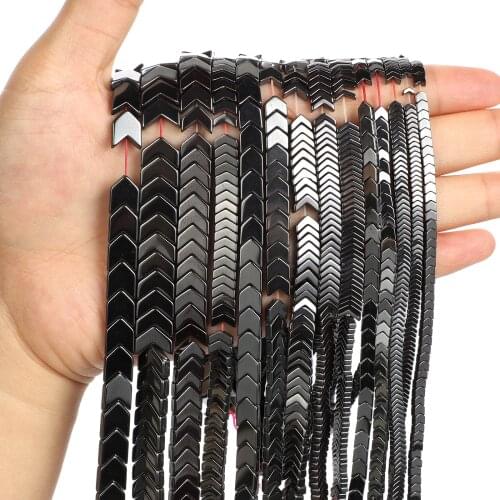 Black Hematite Beads V-shaped Natural Stone Beads Round Loose Beads For Jewelry Making DIY Bracelet Accessories