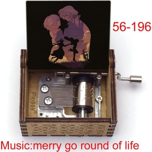 Anime Cartoon Howls Moving Castle Song Merry Go Round of Life Wooden Music Box For Christmas New Year Birthday Fans Girls Gift