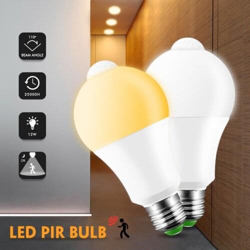 Motion Sensor Lamp LED Bulb E27 220V Lampada LED Lamp 12W Spotlight Bulb PIR Light Sensor Home Lighting 110V Bombillas IP42 2835