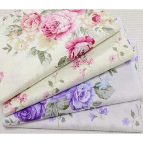 So Pretty Pink & Purple Blooming Peony Flower Printed Cotton Fabric 50x160cm Bedding Quilting Clothing DIY fabric
