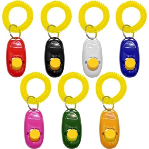 Dog Clicker Cat Training Trainer with Key Ring And Wrist Strap 7 Colors