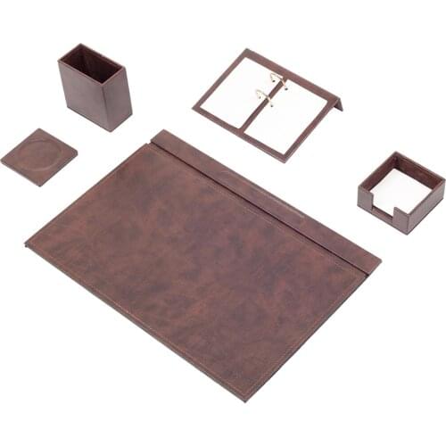 Leather Desk Set 5 Pieces Desk Organizer Office Accessories Desk Accessories Office Supplies Office Organizer Desk Pad Pen Box