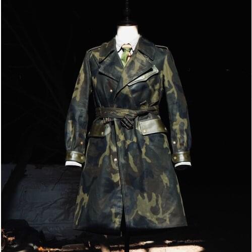 J-51 US Size Genuine Cow Leather & Waterproof Canvas Coat Cowhide Leather Wax Vintage Looking Jacket 22oz