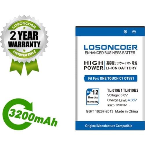 LOSONCOER 3200mAh TLi019B1 TLi019B2 Battery For Alcatel OT991 916D 6010 ONE TOUCH C7 OT-7041 7041D dual CAB1900003C2