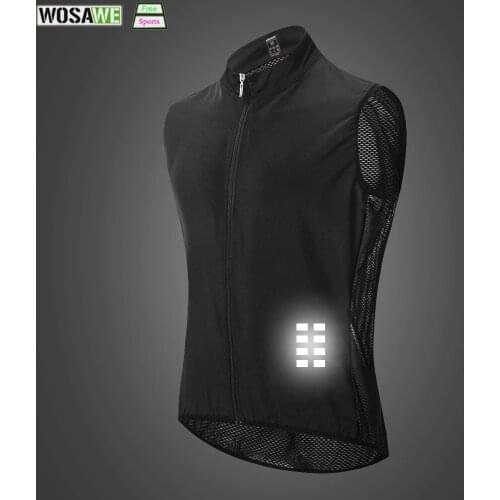 WOSAWE Men Summer Bicycle Vest Running Undershirt Keep Dry Breathable Reflective Cycling Sleeveless Vests MTB Bike Jerseys