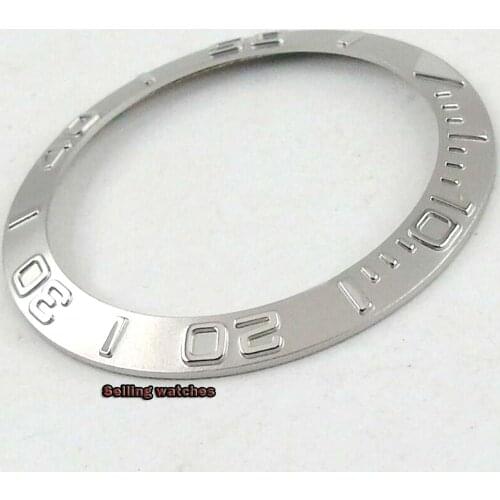 38MM Silver Color Watch Bezel Insert For Fit 40MM Case SUB Automatic Movement Mens Watch