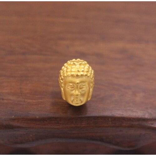 New Pure 24K 3D Yellow Gold Bead 12x10mm Double-faced Buddha Head Bead 0.66g