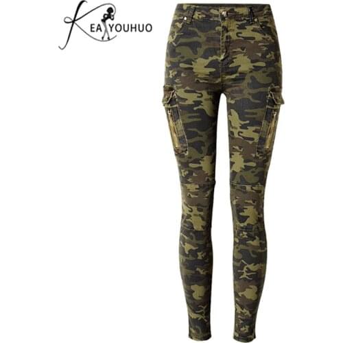 Autumn Winter 2020 Fashion Pencil Plus Size Cargo Pants Jeans Woman High Waist Camouflage Army Pants For Joggers Women Trousers