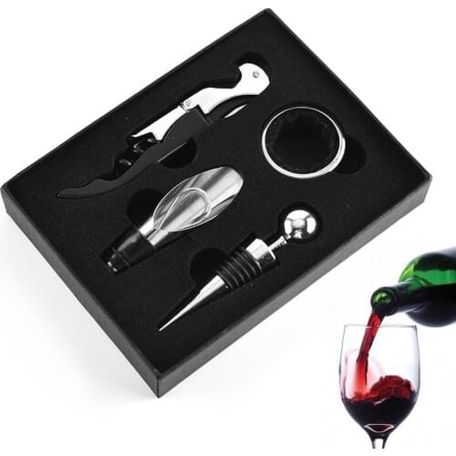 1 Set Wine Bottle Opener with Gift Box Stainless Steel Decanter Wine Corks Screw Cap Opener Kitchen Bar Accessories Tool