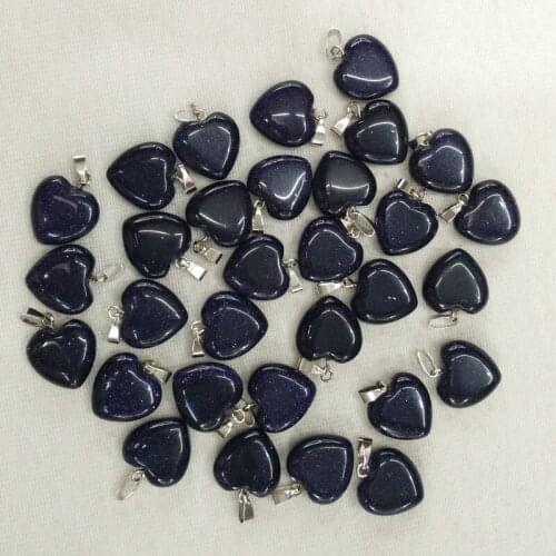 2018 fashion top quality blue sand stone love heart pendants charms fit jewelry making 16mm 50pcs/lot Wholesale free shipping