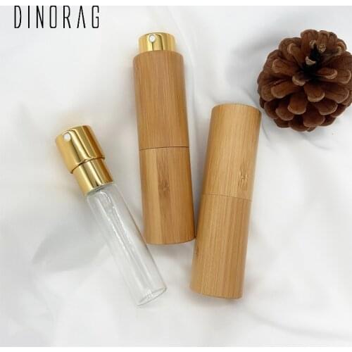 20ml Perfume Sprayer Bottle Wooden Bamboo Rotary Travel Sub-Bottling Atomizer Portable Refillable Tool Liquid Empty Packing
