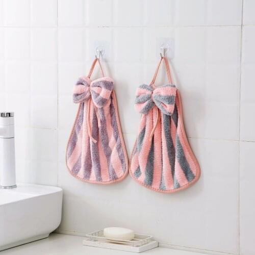 1Pc Pink Hanging Microfiber Kitchen Towels Wash Cloth Dish Towel Reusable Rag Cleaning Cloth Soft Dishcloth Hand Towel