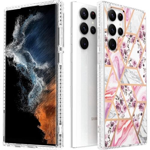 S21 Ultra Case Glitter Flowers Shockproof Armor Case For Samsung Galaxy Note 20 Ultra S21 Plus Transparent Silicone Phone Cover