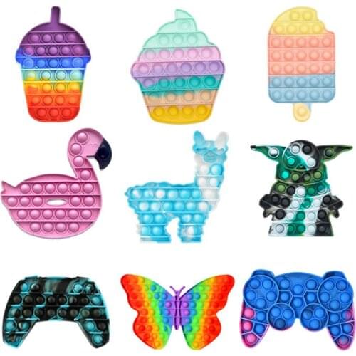 Silicone Push Bubble Ice Cream Alpaca Gamepad Sensory Fidget Toy Silicone Stress Reliever Anti-Anxiety Compression Tool