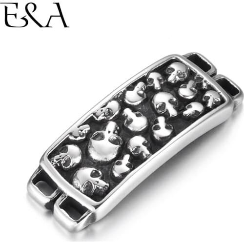 Stainless Steel Connectors Skulls Blacken Curved 2/2 Loop DIY Punk Bracelet Making Findings Jewelry Connect Parts Supplies