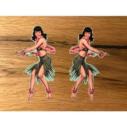 Girl Sticker Pinup Tiki Sexy Hawaii Surf Surfer Vintage V8 Rockabilly # 432
