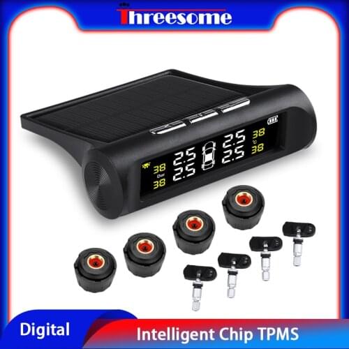 Threespme Digital Display Car TPMS Auto Tyre Pressure Tester HD Digital LCD Display Auto Alarm Tool Wireless 4 External Sensor