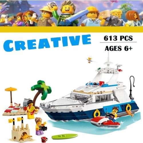 Creative Toys City Building Blocks 3-in-1 Yacht Adventures Bricks Educational Interactive Toys for Girl Boy Kids Gift
