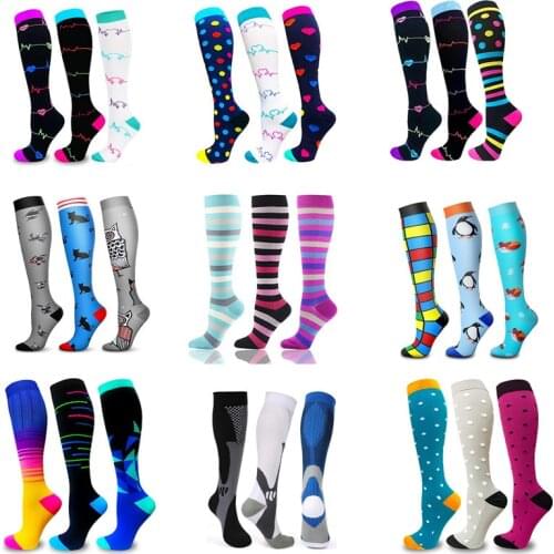 Unisex New Compression Stockings Football Cycling Socks Outdoor Running Cycling Long Pressure Stockings 1/2/3/6/7/8 Pairs/packs