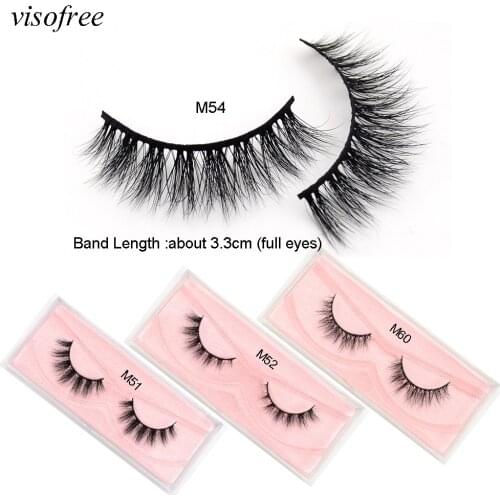 Visofree 1 pair New arrival 3d mink lashes 100% real mink fur Handmade Suitable for big individual strip thick lash M51-M63