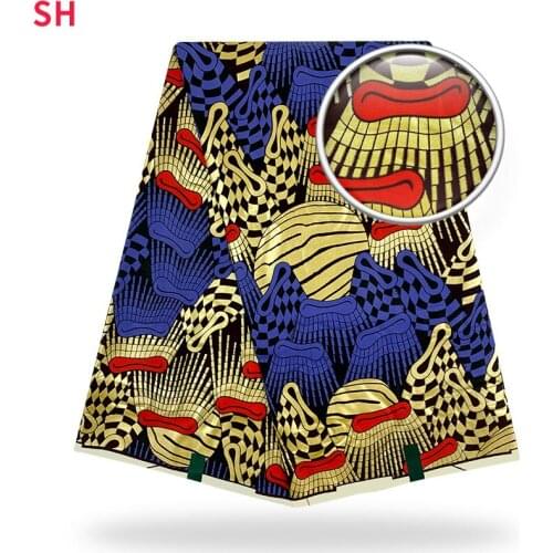 High Quality Golden African Wax 2021 New Latest Style Ankara Fabric Prints 100% Cotton Pagne African 6 yards for Dress