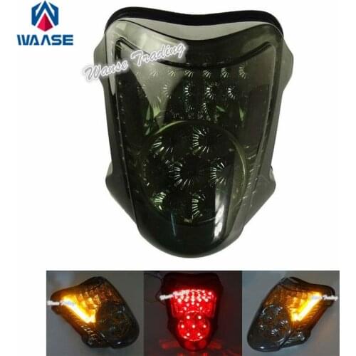 Waase For Suzuki GSXR1300 GSX1300R 2008 2009 2010 2011 2012-2016 Chrome Rear Tail Light Brake Turn Signals Integrated LED Light
