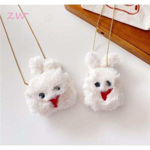 Airpods protective cover plush knitting yarn knitting airpods2 earphone cover cute rabbit soft silicone case pro3 with chain