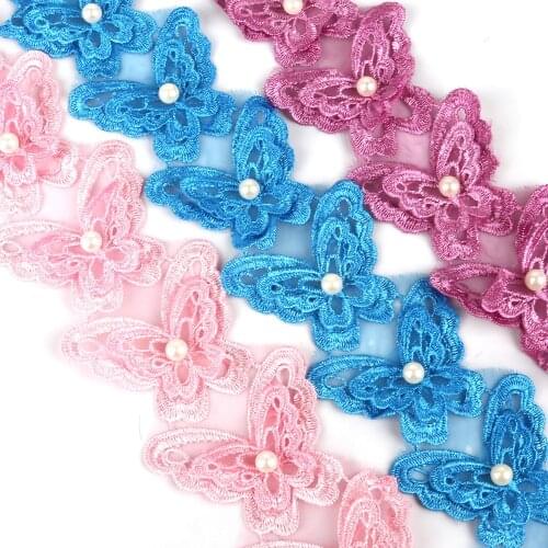 1yard Width 6.5cm Butterfly Flower Embroidery Lace Fabric Trim Ribbons For DIY Sewing Garment Accessories