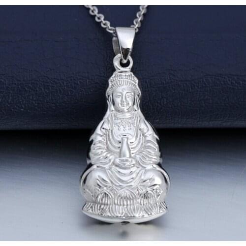 Fine Platinum Pendant Pt950 Women Luck Bless Guanyin Pendant 2.2-2.5g 24x10mm