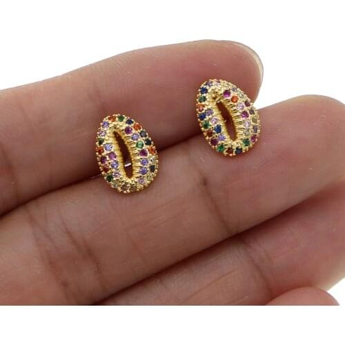 2019 summer beach new colorful rainbow cz sea shell stud earring for women bright cz jewelry