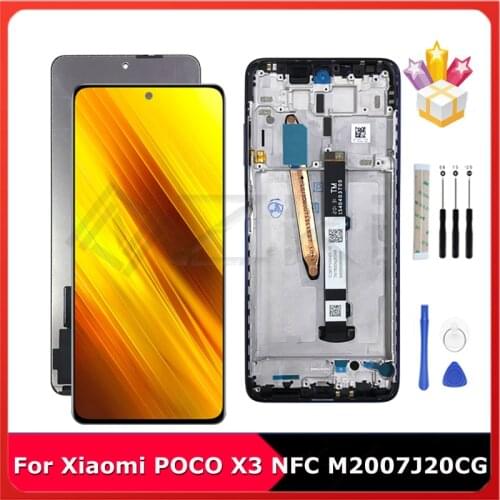6.67" AAA+ Quality M2007J20CG For Xiaomi Poco X3 NFC LCD Digitizer Display With Frame Panel Glass Touch Screen Assembly Parts