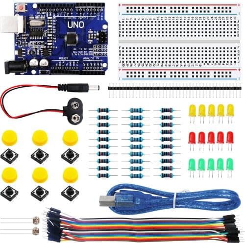 10Set/Lot UNO R3 Starter Kit 400 Point Mini Breadboard LED Jumper Wire Button for Arduino
