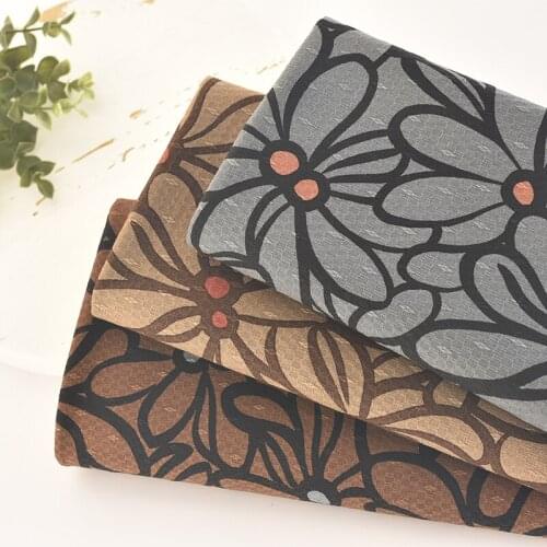 105x50cm/pcs Cotton elastic jacquard hand drawn style big flower fabric dress cheongsam pants hand made DIY