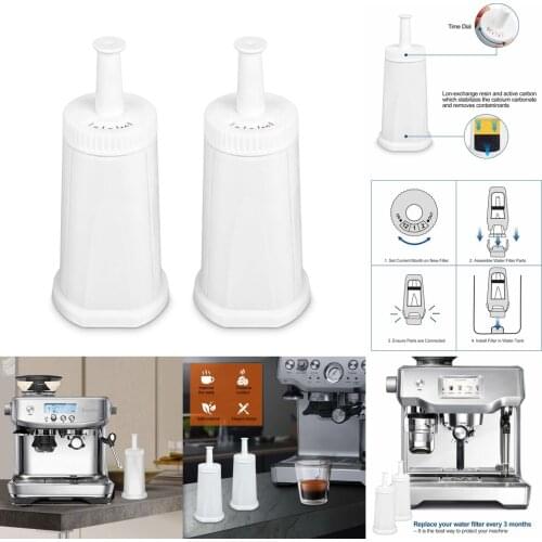 2pcs Lirex Coffee Machine Water Filter for Sage BES008, Replacement Filter Cartridge with Activated Carbon 990/980/878/880