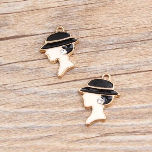 2019 Drop Oil Women Beauty avatar lady shape Enamel Charm Alloy Jewelry Pendant for DIY fit Bracelet Necklace Accessories Making