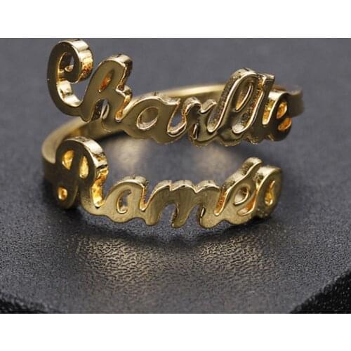 2020 New Trendy Double Name Ring Personalized Nameplate Rings For Women 925 silver letters Rings Wedding Rings Christmas Gifts