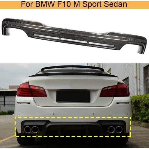 5 Series Real Carbon Fiber Rear Bumper Lip Diffuser spoiler For BMW F10 M Sport Sedan 528i 530i 535i 550i 2012-2016 two outlet