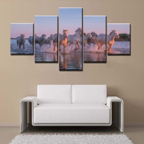 5 Pieces Running Horse Picture Canvas Painting Posters Wall Art for Living Room Home Decoration