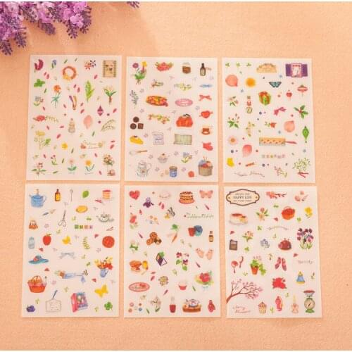 6PCS New Lovely Creative Happy Life Diary Decorative Planner Stickers DIY Diary Scrapbooking Phone Index Seal Stickers