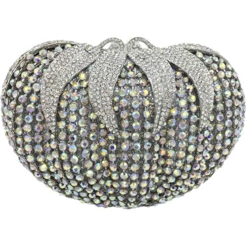 Boutique De FGG Women Diamond Strawberry Evening Clutch Bag Gala Dinner Metal Minaudiere Handbags and Purses Bridal Crystal Bags
