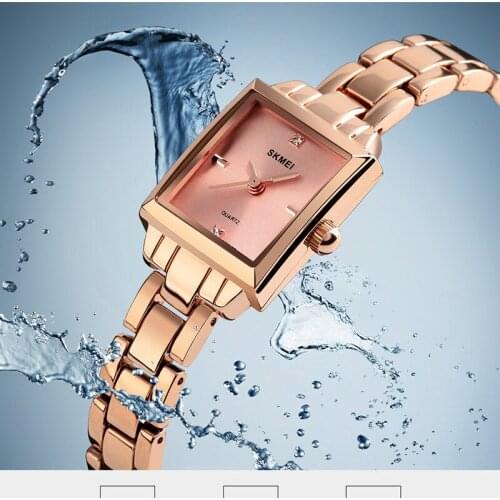 SKMEI Top Luxury Quartz Watches Women Casual Dress Girls Wristwatches Rhinestones Rose Gold Silver Ladies Watch relojes mujer