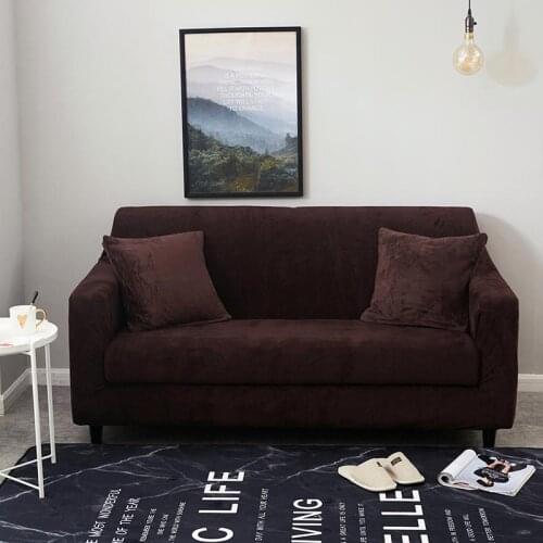 41 Color Thick Plush Elastic Sofa Cover Cotton 1/2/3/4 Seater Stretch Sofa Covers for Living Room cubre sofa Couch Cover 1PC
