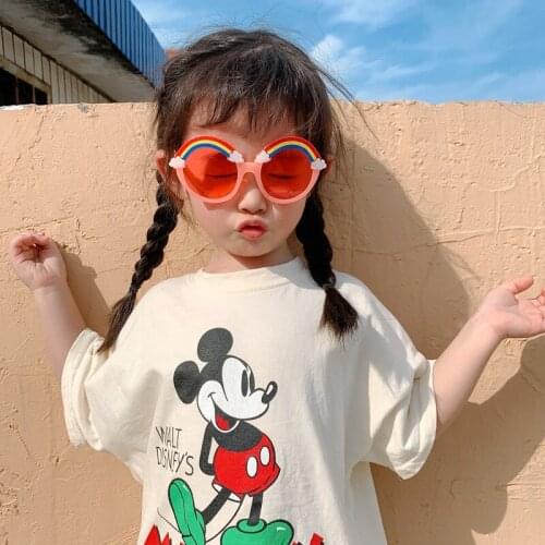 HKNA Rainbow Children Sunglasses 2021 Round Sun Glasses for Boy/Girls Child Candy Pink Shades Cute Baby Gafas De Sol Wholesale