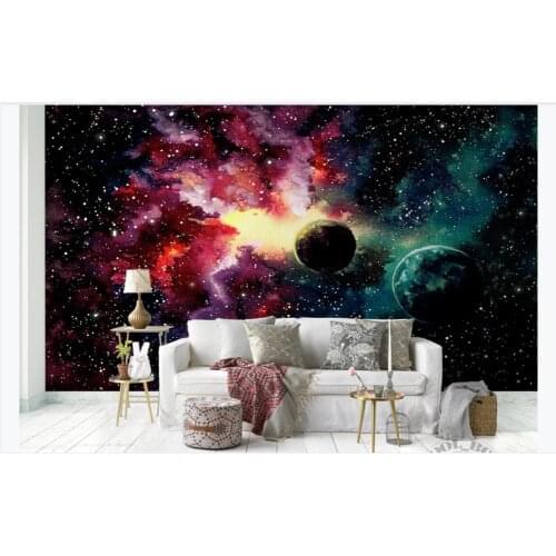 Photo Custom Fantasy Space Moon Wall Stickers Mural Starry Sky Wallpaper Home Decor For Living room Bedroom TV background wall