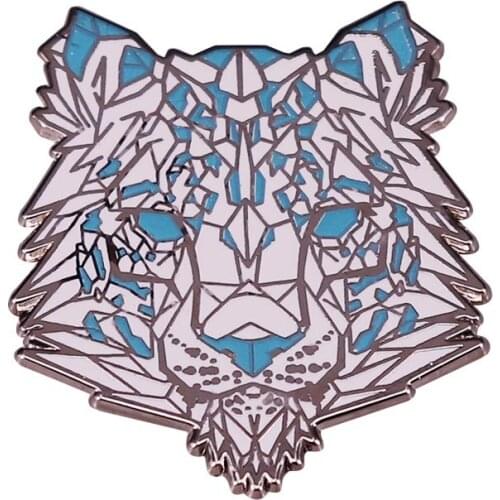 Geometric Froozen Ice Tiger - Blue Art Lapel Pin Spirit Animal Brooch The power of the tiger runs through your veins